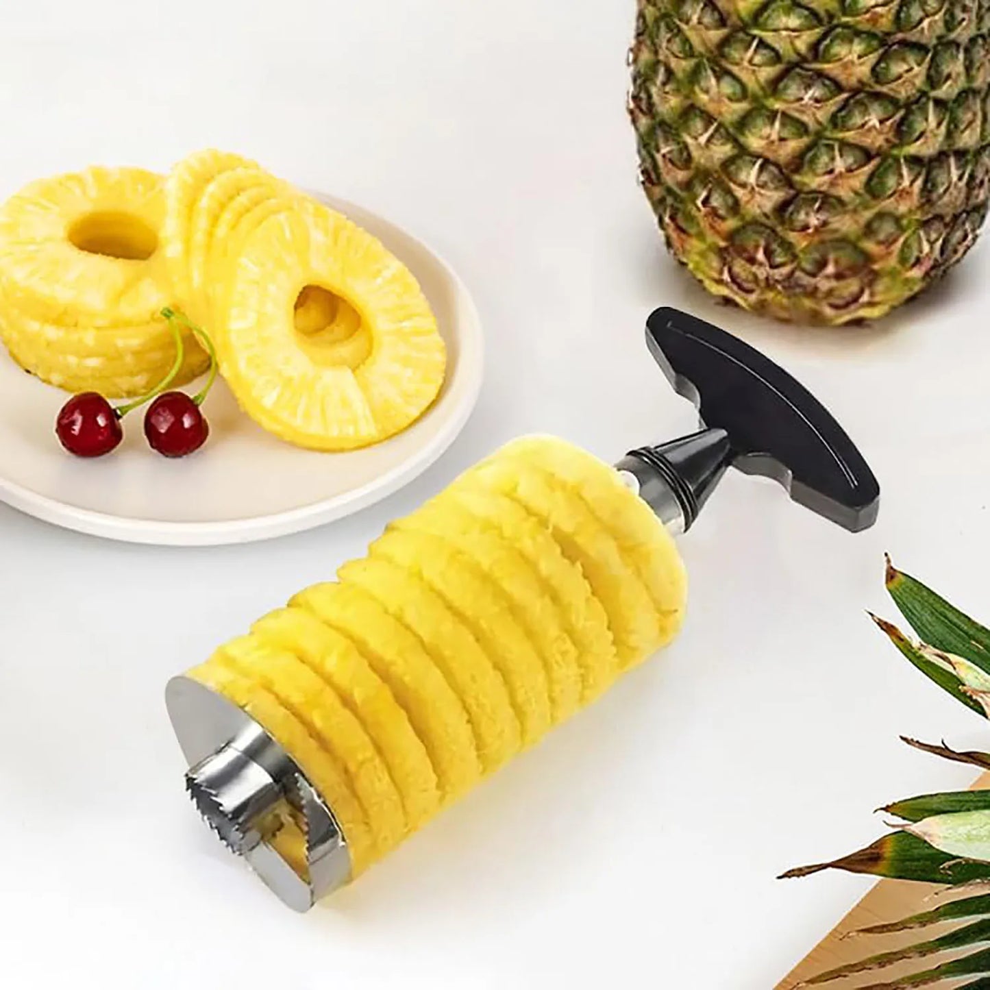 Cortador de Ananás em Aço Inoxidável | Descascador e Fatiador Profissional