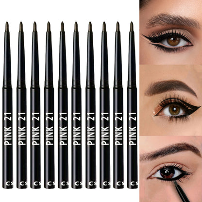 Kit 10 Lápis Delineador Preto Longa Duração – À Prova de Água Suor Não Borra Rotativo Fácil Maquilhagem Olhos