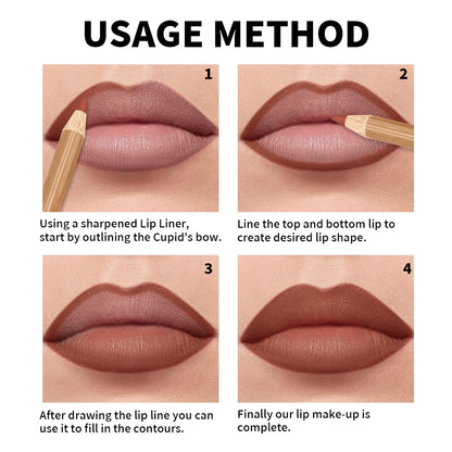Kit com 12 Lápis de Contorno Labial Matte – Pigmentação Intensa, Fácil de Aplicar, À Prova d’Água e de Longa Duração | Maquiagem Labial Profissional