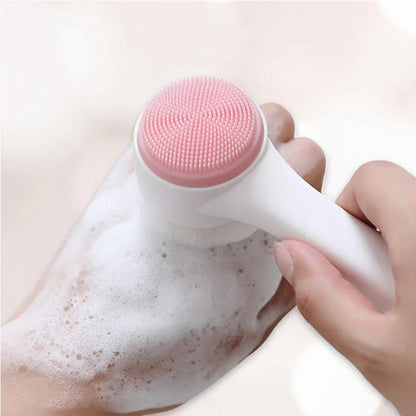Escova Limpeza Facial Silicone Dupla Face 3D