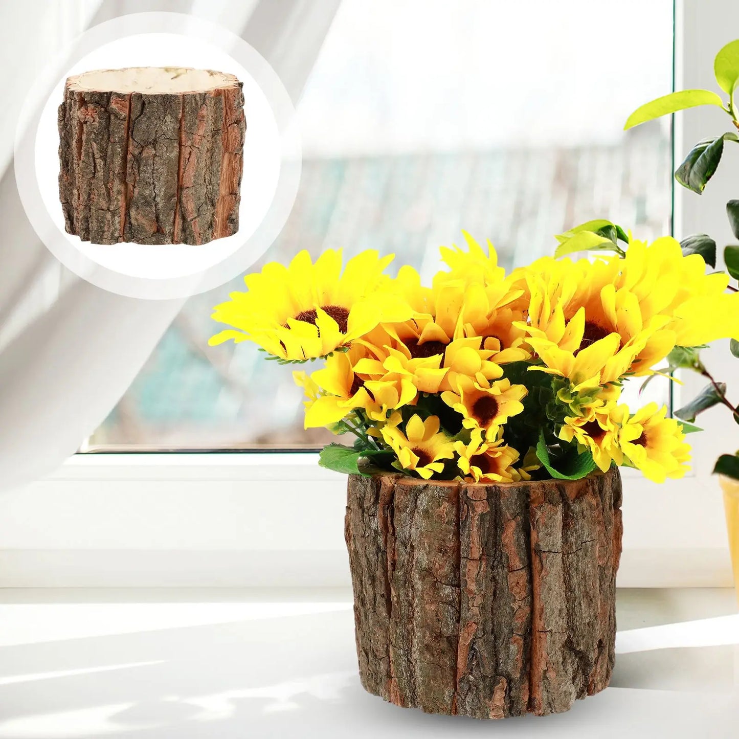 Cachepô de Madeira Casca Natural Rústico | Vaso Decorativo para Plantas
