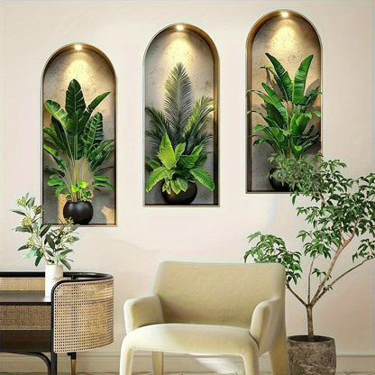 Autocolante de Parede Arco com Plantas | Decoração Nórdica em PVC para Sala e Quarto
