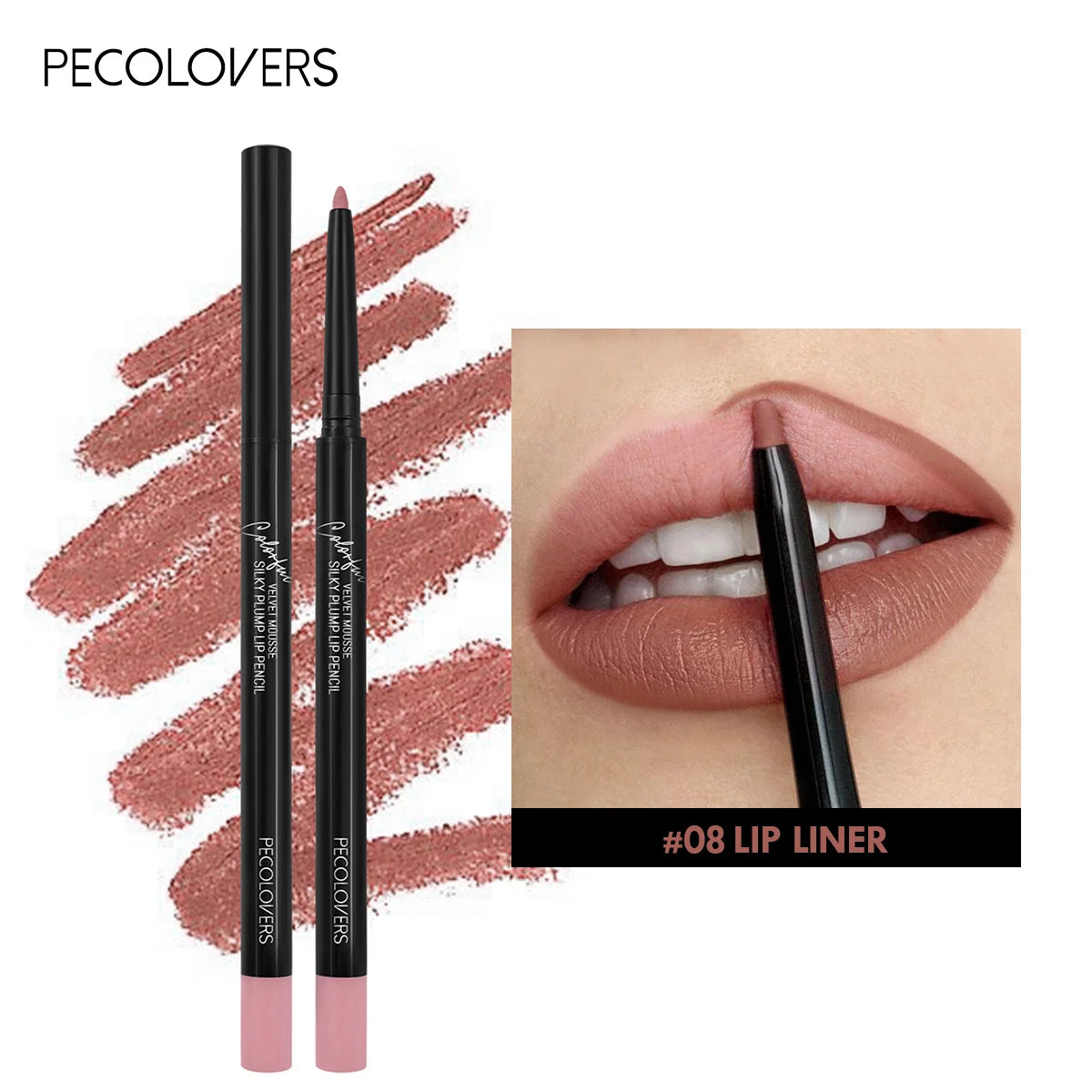 Lápis Delineador Labial Impermeável Mate 12 Cores - Contorno Vermelho Longa Duração Hidratante