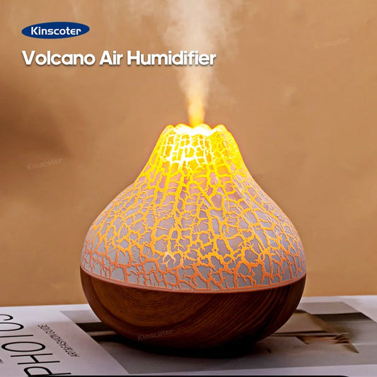 Umidificador Vulcão 300ml com 7 Cores LED - Difusor Aromaterapia USB para Casa e Escritório