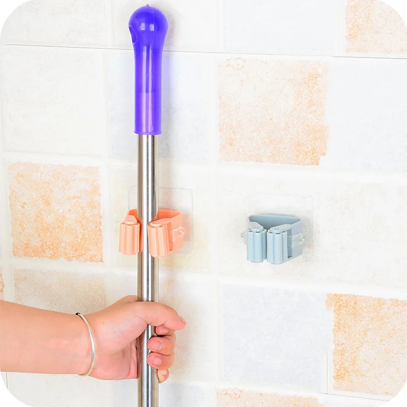 Gancho de Armazenamento para Vassoura e Mopa – Suporte Multiuso de Parede | Organizador Impermeável para Casa de Banho | Suporte para Ferramentas de Limpeza