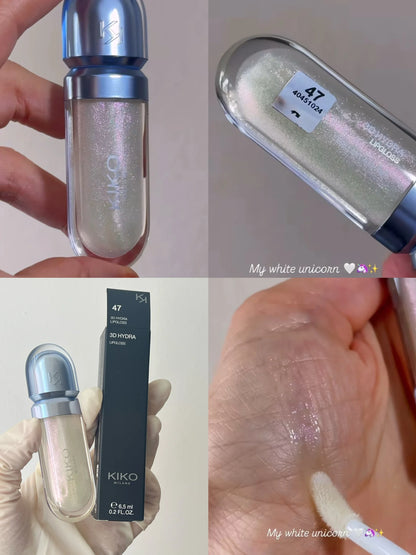 Gloss Labial KIKO 3D Hydra Espelho – Brilho Shimmer Hidratante Perolado Volumizador Não Transfere
