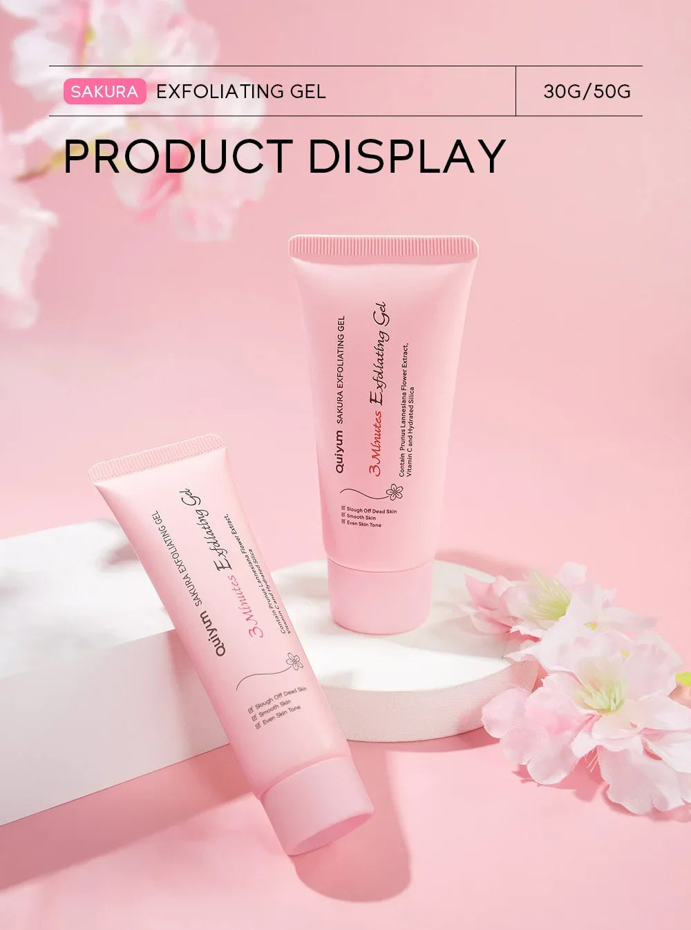 Gel Esfoliante Facial Sakura - Hidratante e Nutritivo para Pele Radiante