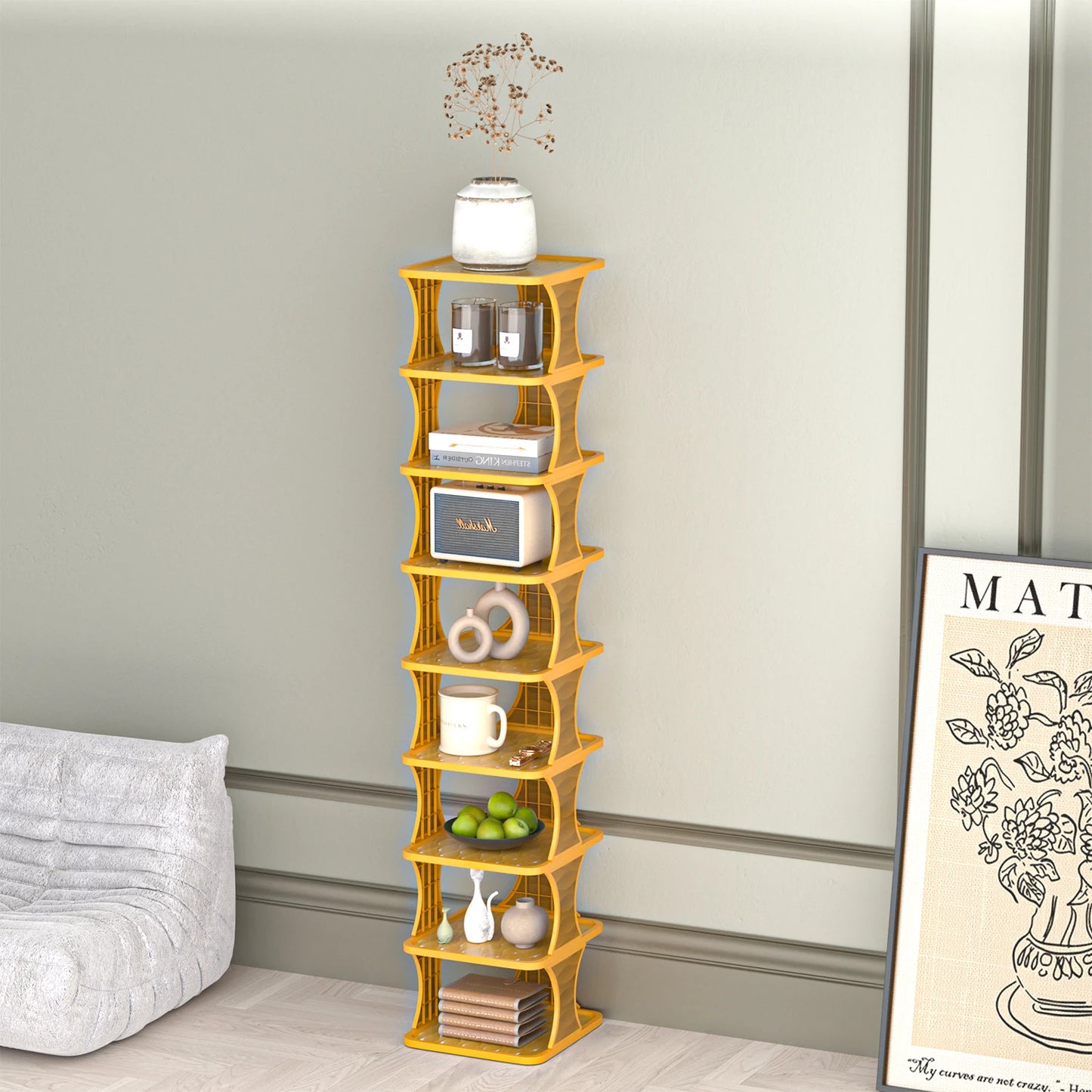 Sapateira Vertical 9 Andares | Organizador Modular de Sapatos | Design Compacto para Quarto e Varanda