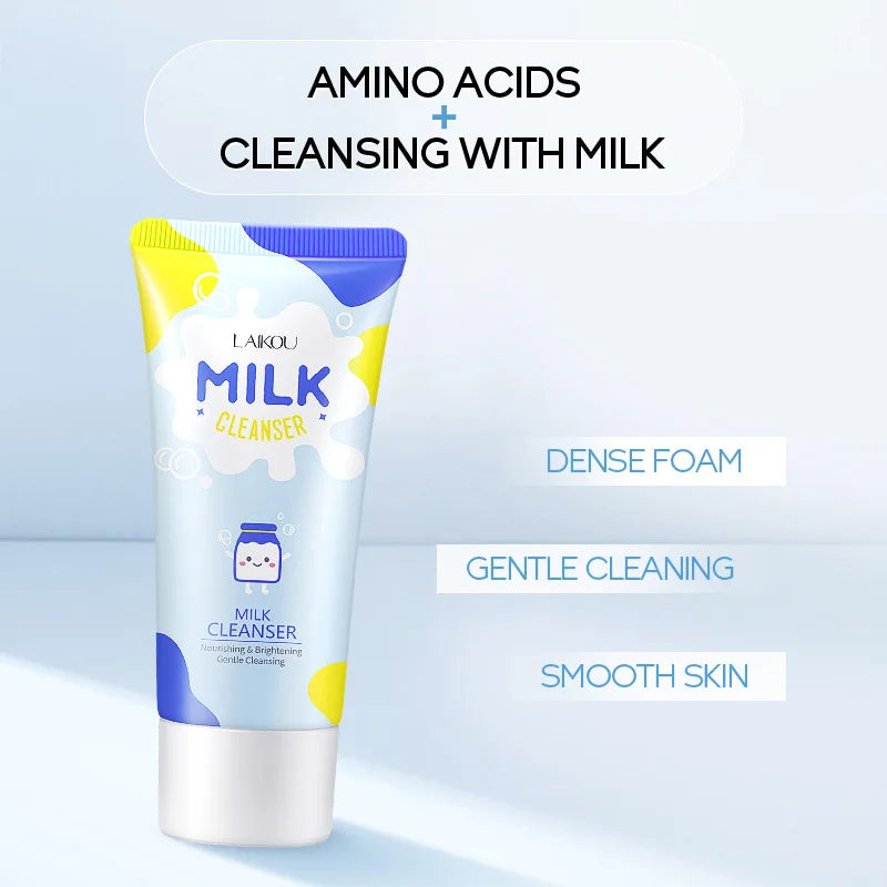 Gel Limpeza LAIKOU Leite 50g – Aminoácidos Espuma Rica Controlo Oleosidade Pele Seca Mista