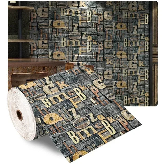 Papel de Parede 3D Autoadesivo Efeito Tijolo Antigo - 70cm x 1/5/10m Impermeável para Sala e Quarto