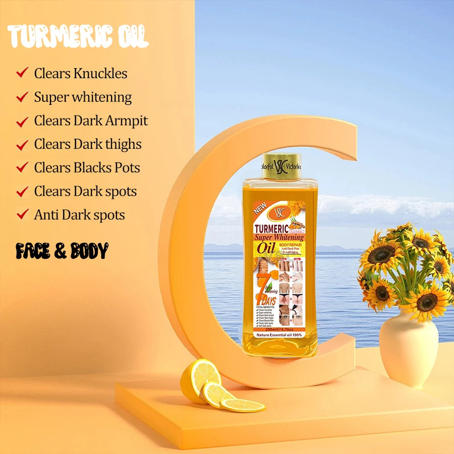 Óleo Essencial Cúrcuma 200ml Massagem Facial Corporal Hidratante Aromaterapia Nutrição Pele