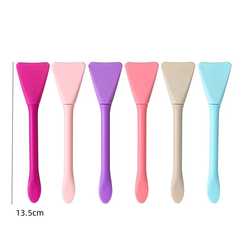 Pincel de Máscara Facial 2 em 1 com Duas Pontas – Silicone + Espátula | Ideal para Máscaras em Bastão, Máscaras de Lama e Produtos de Skincare