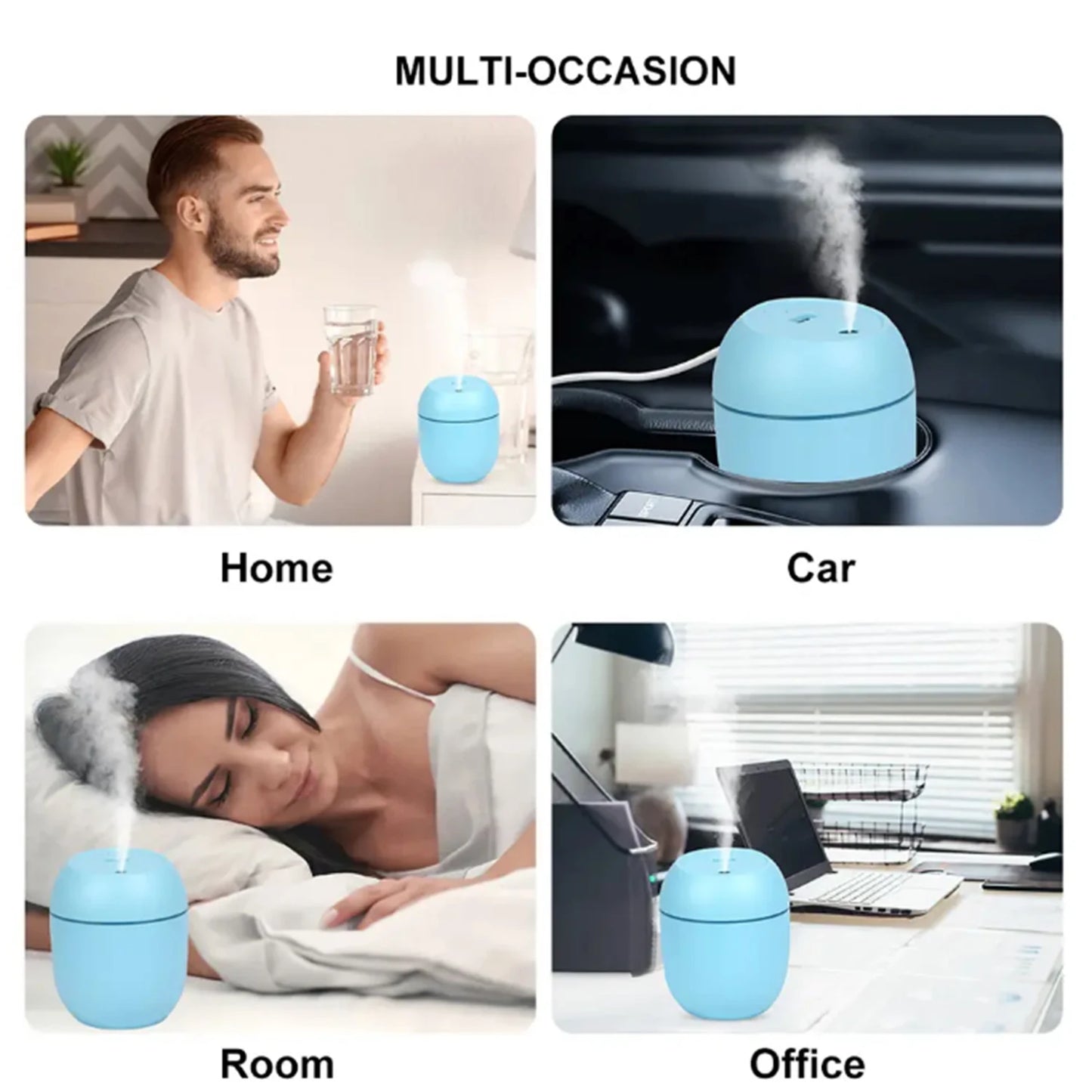 Umidificador USB Mini Difusor Óleos Essenciais - Portátil com LED para Casa e Carro