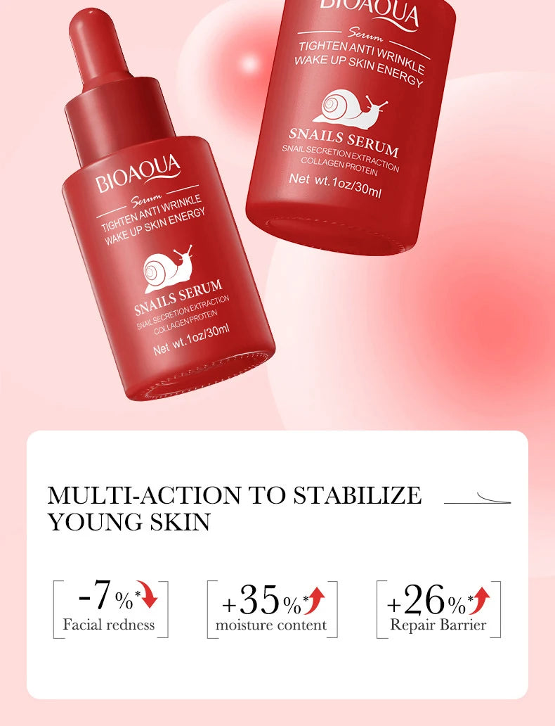 Conjunto BIOAQUA Caracol Anti-Idade | Sérum, Creme de Olhos e Hidratante Iluminador