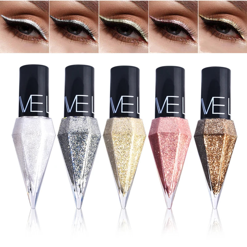 Delineador Líquido Diamante Brilhante – Pérola Iridescente Secagem Rápida À Prova de Água Não Borra Maquilhagem Olhos