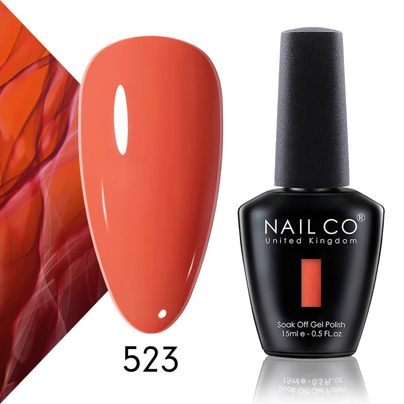 Verniz Gel NAILCO 15ml Série Vermelho Escuro – Cores Glitter UV Manicure Profissional Semi-Permanente
