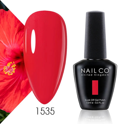 Verniz Gel NAILCO 15ml Série Vermelho Escuro – Cores Glitter UV Manicure Profissional Semi-Permanente