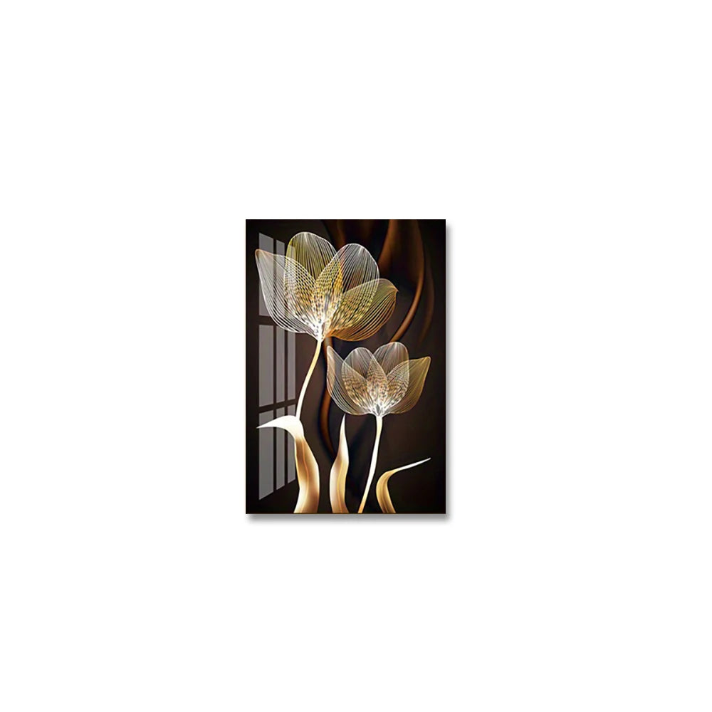 Quadro em Tela Flores Preto e Dourado – Arte Moderna Abstrata para Sala de Estar | Decoração de Casa