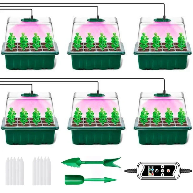 Kit Germinador com Luz LED Crescimento – Bandeja Sementes Regulagem Humidade e Ventilação | ZODOLAMP