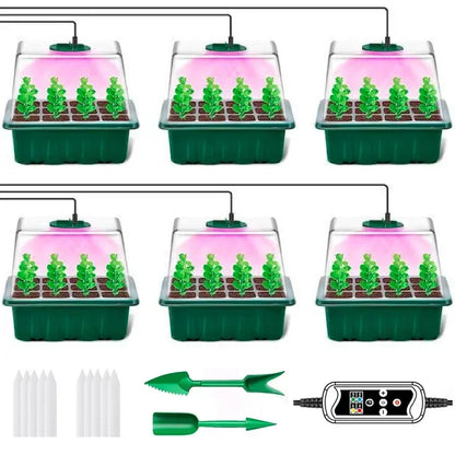 Kit Germinador com Luz LED Crescimento – Bandeja Sementes Regulagem Humidade e Ventilação | ZODOLAMP