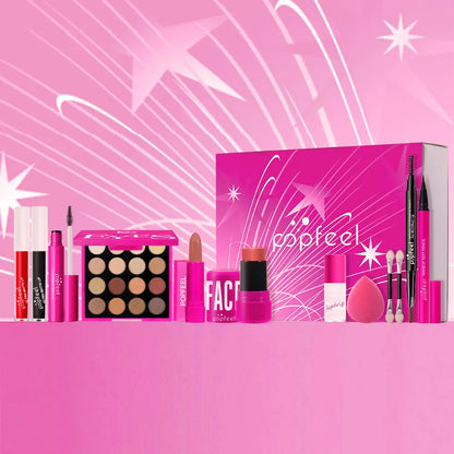 Conjunto Presente POPFEEL Rosa | Kit Maquilhagem com Sombras, Blush e Batom para Meninas