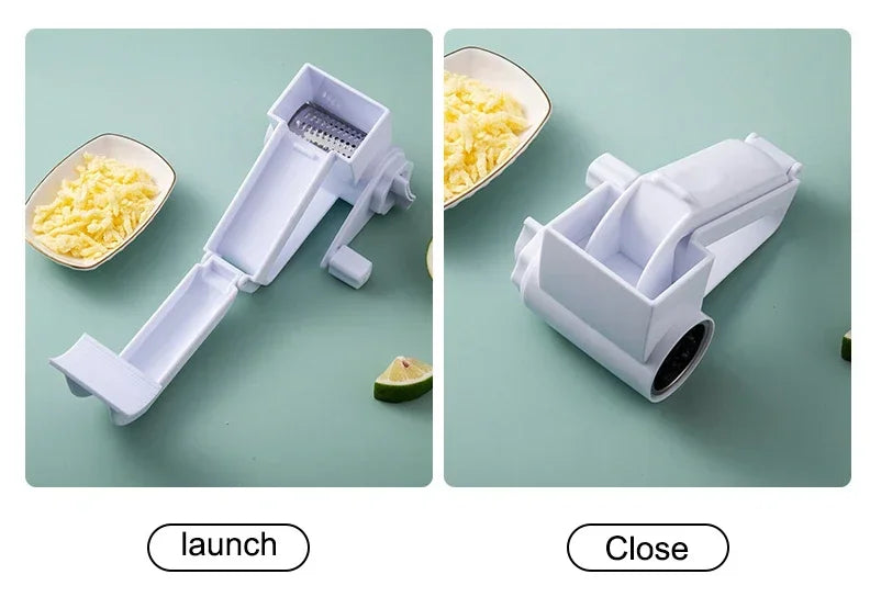 Ralador Queijo Rotativo Manual 3 em 1 - Ralador Multifuncional Aço Inox Manivela Cozinha Criativo