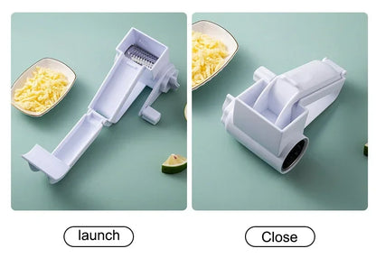 Ralador Queijo Rotativo Manual 3 em 1 - Ralador Multifuncional Aço Inox Manivela Cozinha Criativo