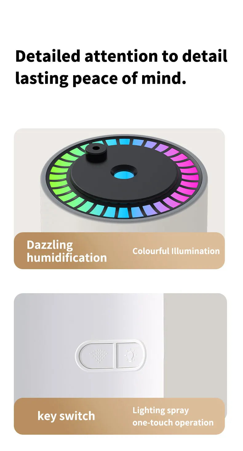 Difusor Aromas 150ml Efeito Chama - Humidificador Ultrassónico Comando Distância Desligamento Automático