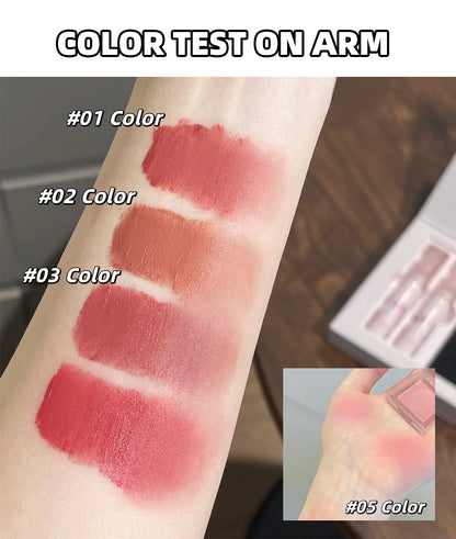 Conjunto de Batons Mate 6 Peças | Kit Veludo Nude com Blush e Colar Presente
