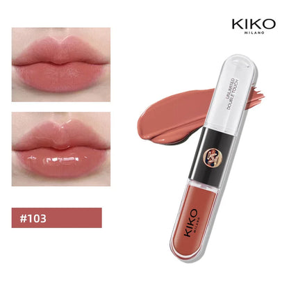KIKO Batom Duplo com Brilho Labial Espelhado - Hidratante Longa Duração Acabamento Luxuoso