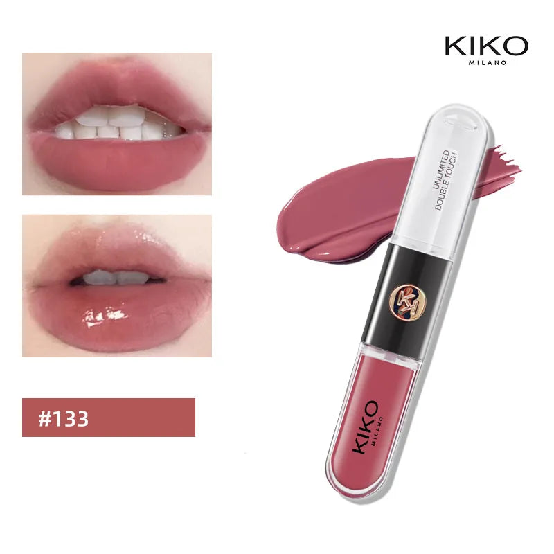 KIKO Batom Duplo com Brilho Labial Espelhado - Hidratante Longa Duração Acabamento Luxuoso