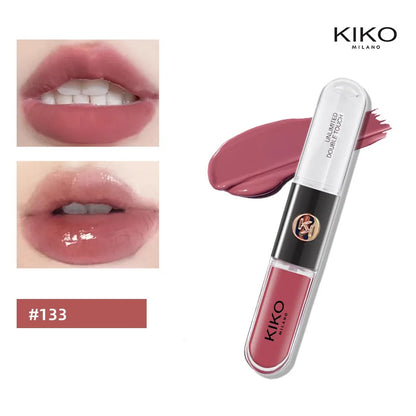 KIKO Batom Duplo com Brilho Labial Espelhado - Hidratante Longa Duração Acabamento Luxuoso