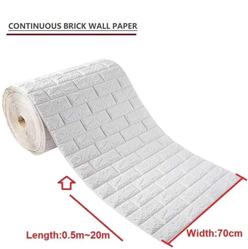 Papel de Parede 3D Autoadesivo Efeito Tijolo Antigo - 70cm x 1/5/10m Impermeável para Sala e Quarto