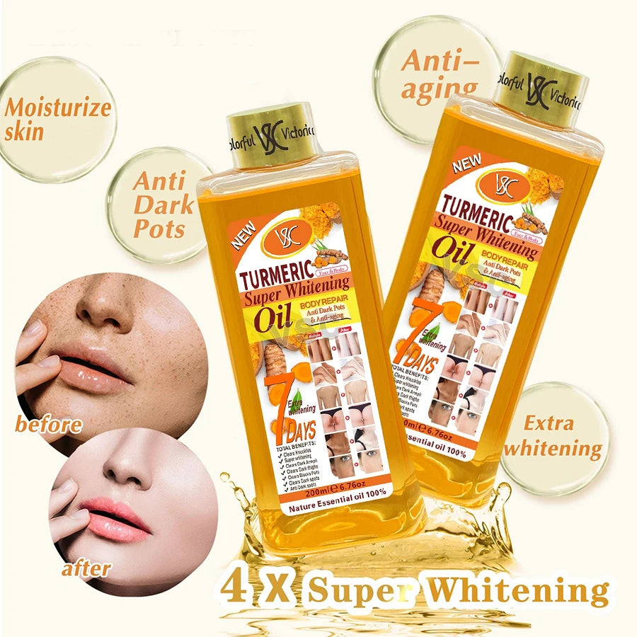 Óleo Essencial Cúrcuma 200ml Massagem Facial Corporal Hidratante Aromaterapia Nutrição Pele