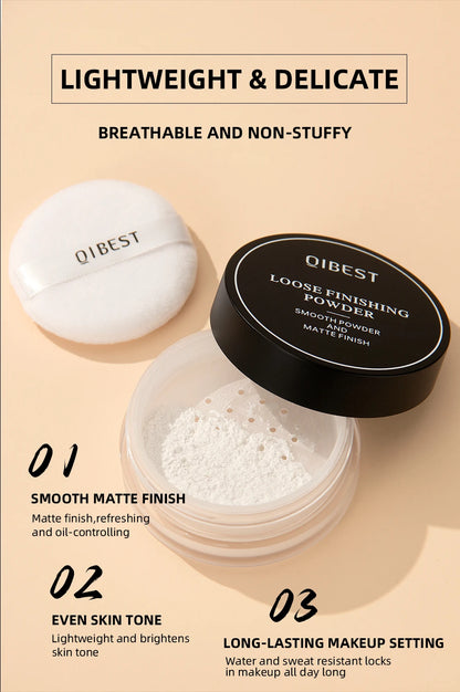 Pó Solto QIBEST 4 Cores 6g - Matte Acabamento Aveludado Controlo Oleosidade Impermeável Longa Duração