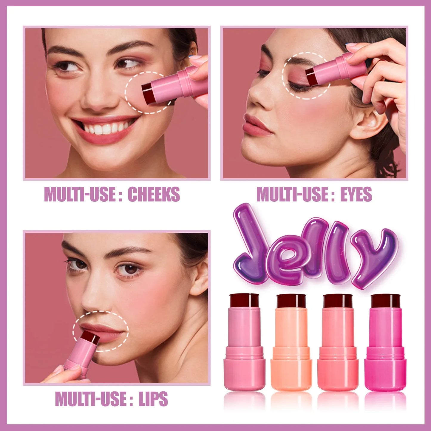Kit 2 Blush Stick Jelly 2 em 1 Lábios e Rosto – Hidratante Longa Duração | MLSMILE