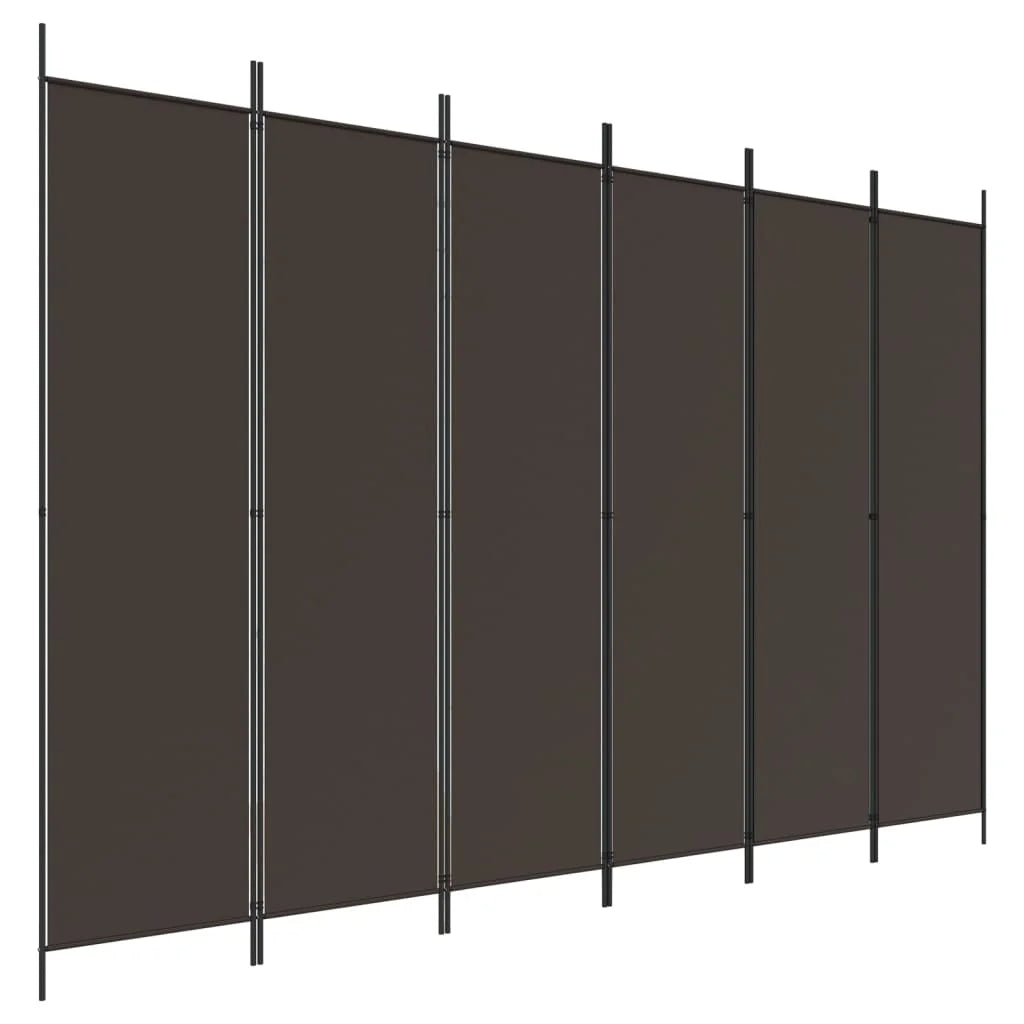 Divisória de Quarto 6 Painéis em Tecido | 300x200 cm Castanho