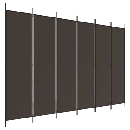 Divisória de Quarto 6 Painéis em Tecido | 300x200 cm Castanho