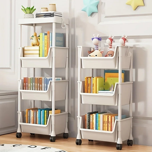 Prateleira Móvel Premium 4 Níveis com Rodas Organizador Versátil Cozinha Casa Banho Escritório Arrumação