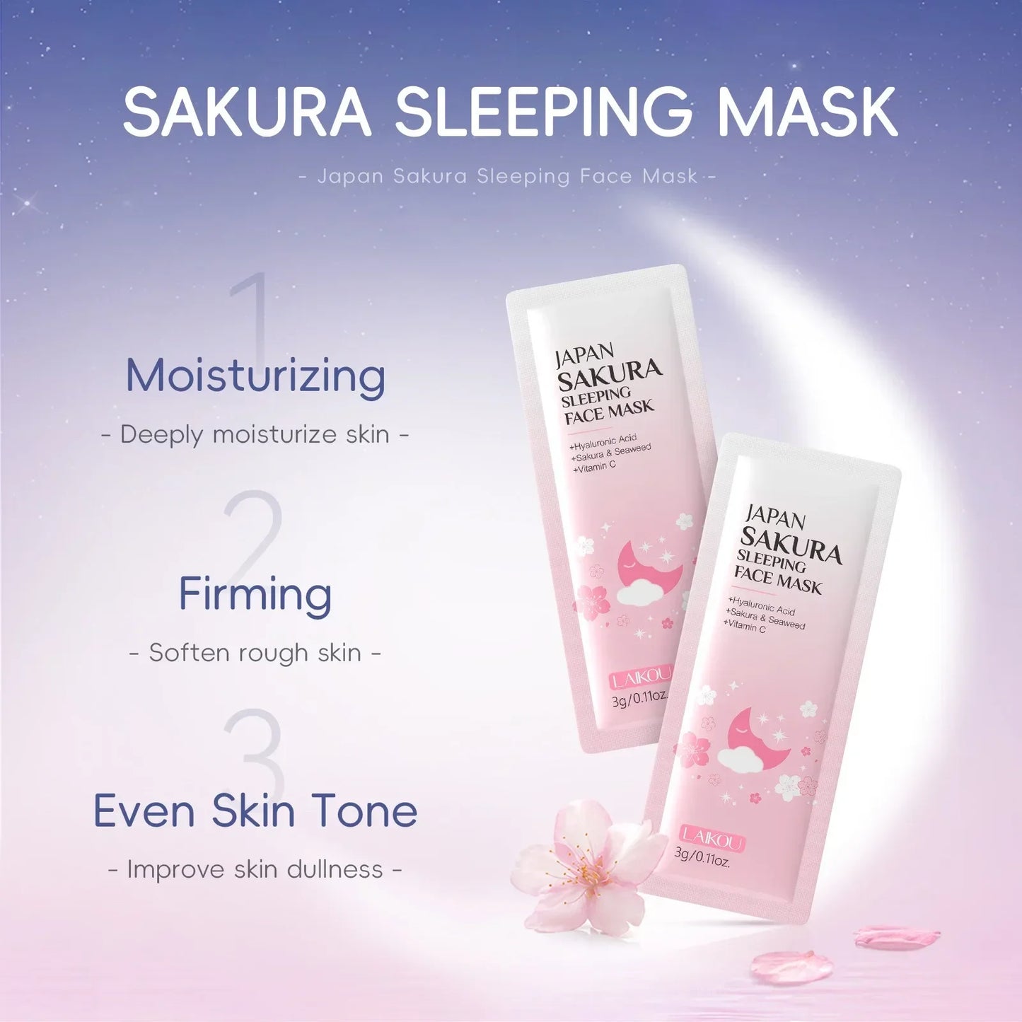 Kit Cuidados Pele Sakura 24 Peças – Máscaras Olhos Lábios Sérum Limpeza Tónico Essência Creme Hidratante