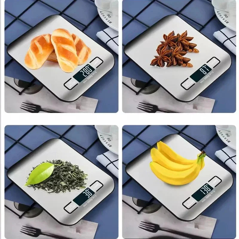 Balança Digital de Cozinha LED | Aço Inoxidável 5kg Alta Precisão