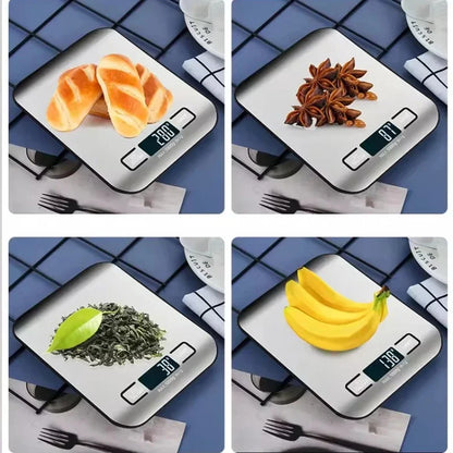 Balança Digital de Cozinha LED | Aço Inoxidável 5kg Alta Precisão