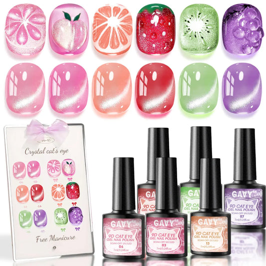 Verniz Gel GAVY Magnético 7ml – Efeito Cat-Eye Gelatina Transparente LED Top Coat Nail Art