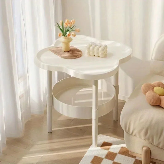 Mesa de Café 2 Níveis Plástico - Mesa Lateral Arrumação Quarto Sala Estilo Moderno