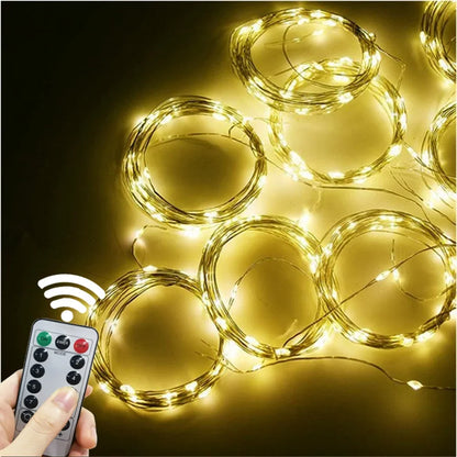 Luz de Cortina LED com Controle Remoto USB – 3m / 6m | 8 Modos de Iluminação | Decorativa para Quarto, Sala, Festas, Casamentos e Natal