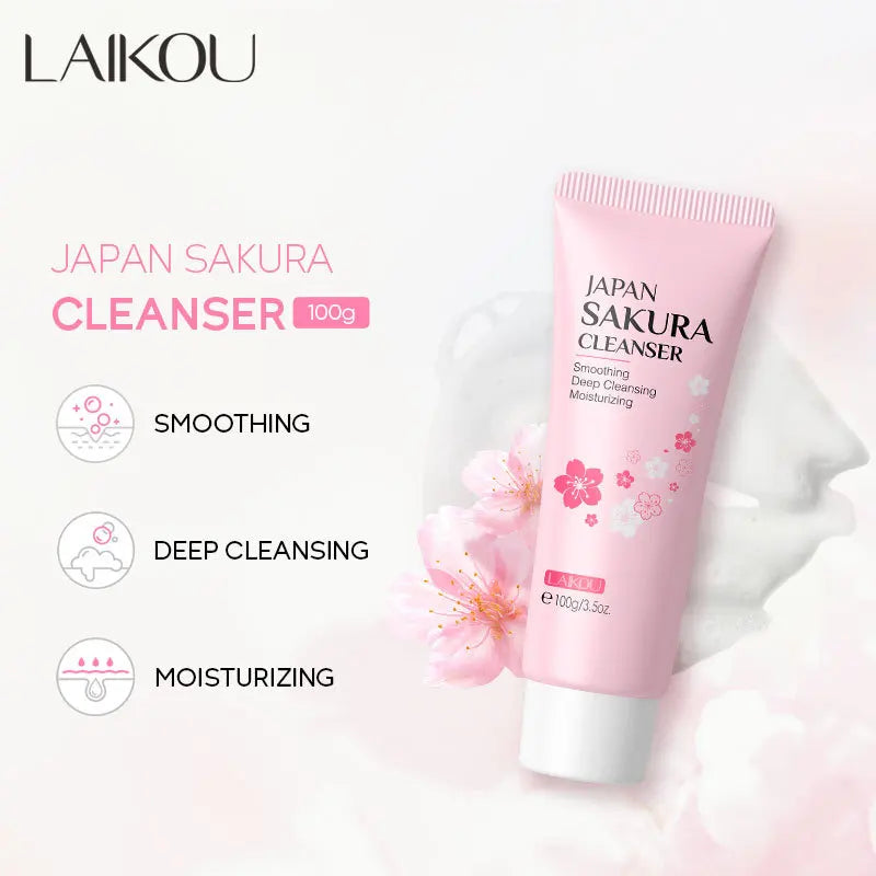 Gel Limpeza LAIKOU Sakura 100g – Controlo Oleosidade Hidratação Duradoura Limpeza Profunda Poros