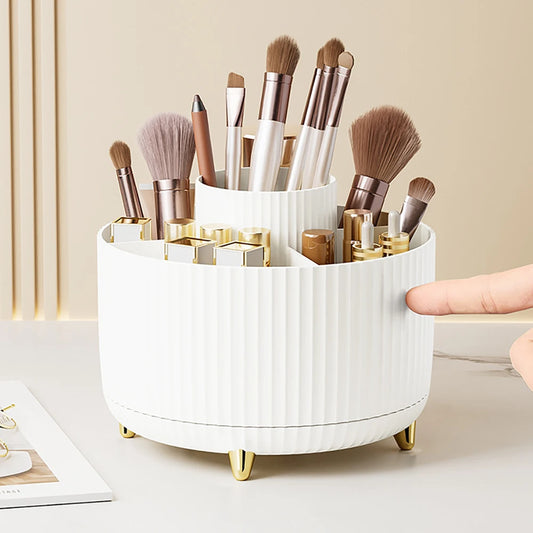 Organizador de Maquilhagem Rotativo 360° | Caixa de Armazenamento para Pincéis e Cosméticos