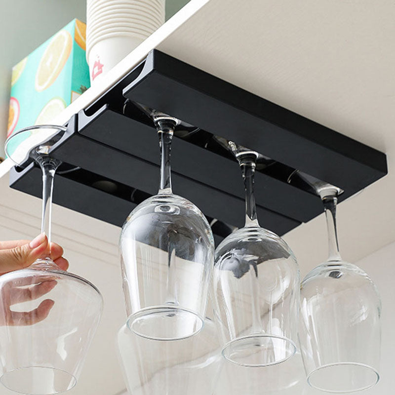 Suporte de Taças para Parede Sem Ferramentas – Expositor de Copos em Plástico Reforçado | Armazenamento de Taças de Vinho para Cozinha ou Bar | Economia de Espaço