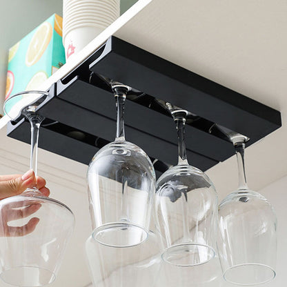Suporte de Taças para Parede Sem Ferramentas – Expositor de Copos em Plástico Reforçado | Armazenamento de Taças de Vinho para Cozinha ou Bar | Economia de Espaço