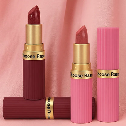 Batom Veludo Perolado Rosa com Glitter - Metálico Impermeável Longa Duração Mate Brilhante Diamante